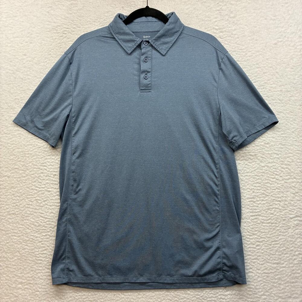 Quince Polo Shirt Mens Large Blue Flowknit Breeze Recycled Performance Stretch